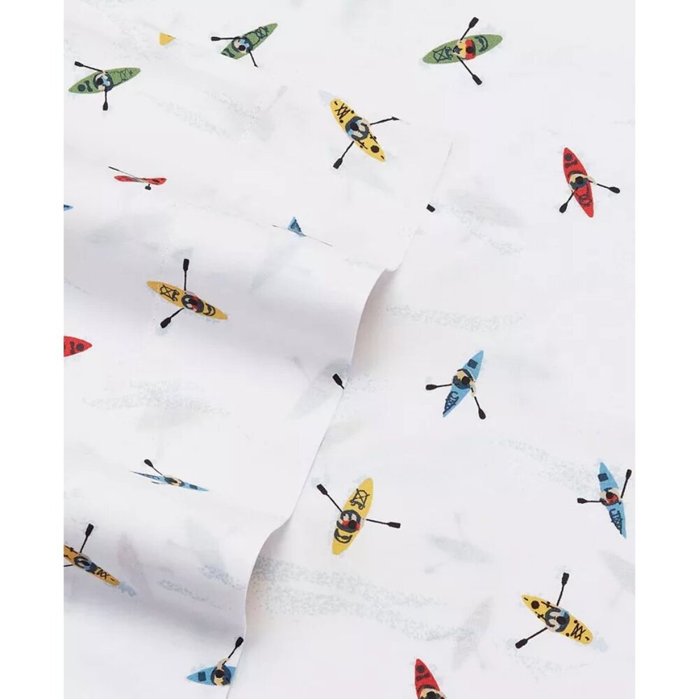 EDDIE BAUER KAYAKS PRINT TWIN FLAT SHEET COTTON PERCALE PREPPY CLASSIC COLORFUL